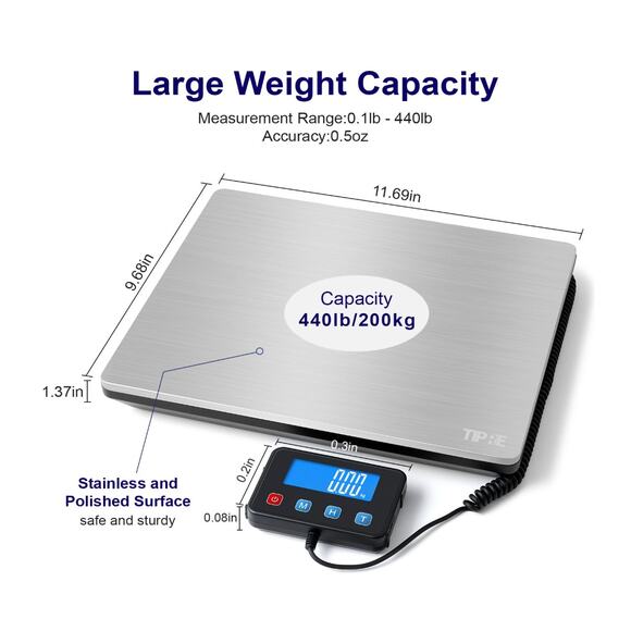 Digital Shipping & Postal Scale – 440lb High-Accuracy Stainless Steel - Picture 2 of 2